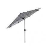 WESTIN OUTDOOR Tristen 9 ft. Stripe Market Table Patio Umbrella with Tilt and Crank in Gray/White Stripe