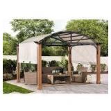 Hampton Bay 10 ft. x 12 ft. Longford Wood Outdoor Patio Pergola with Sling Canopy