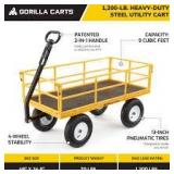 Gorilla Carts 7 Cu Ft Heavy Duty Steel Utility Cart, with Steel Mesh Bed and 1200 Pound Hauling Capacity, for Outdoor, Yard and Camping, Yellow