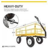 Gorilla Carts 7 Cu Ft Heavy Duty Steel Utility Cart, with Steel Mesh Bed and 1200 Pound Hauling Capacity, for Outdoor, Yard and Camping, Yellow
