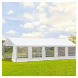 Outsunny 32 ft. x 20 ft. Large Outdoor Canopy Party Tent with Removable Protective Sidewalls and Versatile Uses, White