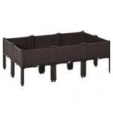 Brown Plastic Raised Garden Bed Raised Flower Bed Plant Stand Stackable Vegetable Herb Grow Box (6-Pack) by Outsunny