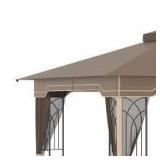 Outsunny 12 ft. x 10 ft. Brown Patio Gazebo Outdoor Canopy Shelter with Double Tier Roof and Netting Sidewalls