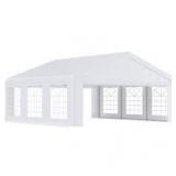 Outsunny 20 ft. x 20 ft. White Wedding Tent and Carport, Portable Garage with Removable Sidewalls, Large Outdoor Canopy
