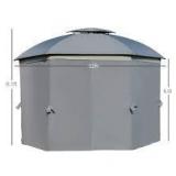 Outsunny 12 ft. x 12 ft. Grey Hexagon Patio Gazebo Canopy with Net Sidewalls