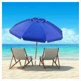 PURE GARDEN Beach Umbrella with 360 Degree Tilt, 7 Ft, Blue