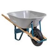 ANVIL 6 cu. ft. Steel Tub Wheelbarrow with Wooden Handles and Pneumatic Tire