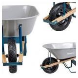 ANVIL 6 cu. ft. Steel Tub Wheelbarrow with Wooden Handles and Pneumatic Tire