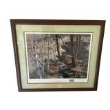 Museum Sealed Signed and Limited (20/777) Ken Zylla "Aloft at St. Croix" - Ruffed Grouse Art Print with Printing Plate Piece in a 29" x 34" Frame