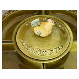Vintage Rooster Calif USA E406 Chip and Vegetable Lazy Susan in Nice Condition