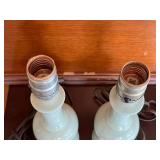 Vintage Pair of 11" Porcelain Lamps with Beautiful Floral Design