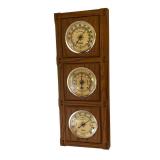 Vintage Springfield Weather Station in Faux Wood Thermometer, Barometer & Humidity Weather Instrument in Working Condition