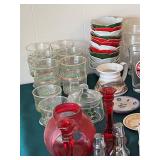 Huge Lot of Glassware including Vintage Pringles Potato Chips Drinking Glasses, Ruby Red Glassware, 76th World Series Glasses, and More!
