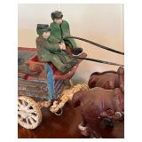 RARE Vintage Cast Iron Toys - Horse Drawn Keg Cart with Drivers and Barrels/Fireman Fire Pumper Wagon Horse Drawn Toy/Cast Iron Canon