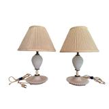 Vintage White Hobnail Milk Glass Lamps in Working Condition