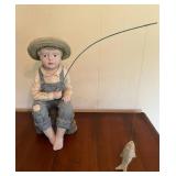 Vintage 14" Fishing Boy Decoration