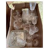 Vintage Crystal Wine Stem Goblets and Glass Platters