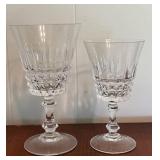 Vintage Crystal Wine Stem Goblets and Glass Platters