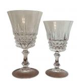 Vintage Crystal Wine Stem Goblets and Glass Platters