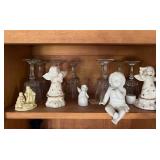 Vintage Crystal and Glass Goblets with Ceramic Figurines in Good Condition