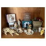 Neat Vintage Knick Knacks including Yellow Lefton Pixie Elf (Shelf Contents Only)