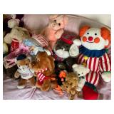 Stuffed Animal Toys Lot with 1976 Barbie and The Talking Mother Goose
