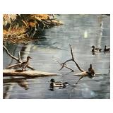 Museum Sealed Ken Zylla Signed and Limited Edition (147/777) "After the Storm" - Mallards Art Print with Printing Plate Piece in a 30" x 34" Frame