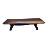 Vintage Solid Wood Table Bench with Custom Keyboard Tray Assembly (72" x 17" x 21") - BRING HELP TO MOVE