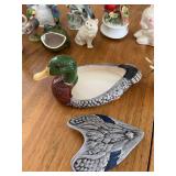 Vintage Knick Knacks including Holland Mold Mallard Duck Trinket Bowl