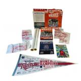 Minnesota Twins Memorabilia including 1991 Playoff Roster Posters, Homer Hanky