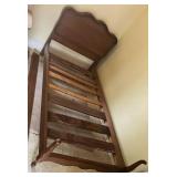 Pair of Vintage Solid Wood Country French Provincial Style Twin Bed Frames