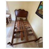 Pair of Vintage Solid Wood Country French Provincial Style Twin Bed Frames