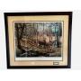 Museum Sealed Signed and Limited (20/777) Ken Zylla "Indian Summer Showdown" - Rutting Whitetails Art Print with Printing Plate Piece in a 29" x 34" Frame