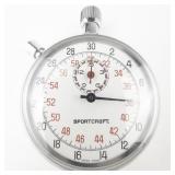 Sportcraft  7 Jewels white & Silver tone MECHANICAL STOP WATCH. Working.