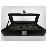 Wolf Designs Inc. Black Leather 5 Slot Watch Case. Locks with Keys.