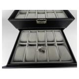 SONGMICS 20 Slot Black Leather Watch Case with Pull-out Drawer