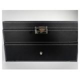 SONGMICS 20 Slot Black Leather Watch Case with Pull-out Drawer