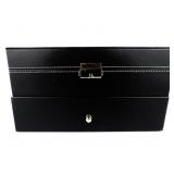 20 Slot Black Leather Watch Case with Pull-out Drawer