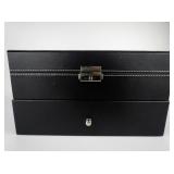 20 Slot Black Leather Watch Case with Pull-out Drawer
