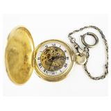 Caravelle Bulova CO gold tone base metal Mechanical Pocket Watch. 17 Jewels. Winds.