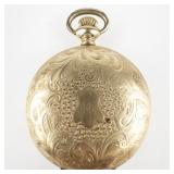 Carved gold tone base metal Empty Pocket Watch Case.
