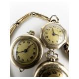 Group of 4 gold tone Mechanical Pocket Watches. Not Working.