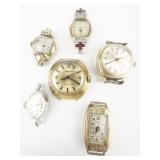 Group of 6 Mechanical Watches . Do Not Wind. (Need Bands)