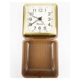 Westclox Mechanical Alarm Clock With Brown Hard Case . Working.