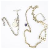 Set of two  Gold Tone Watch Chain Fobs .
