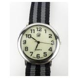 "CR" Black & Grey Nato Band stainless steel Quartz Analog watch. New Battery Installed.