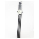 "CR" Black & Grey Nato Band stainless steel Quartz Analog watch. New Battery Installed.