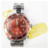 Invicta Pro Diver Red Dial stainless steel Quartz Analog watch. New Battery Installed.