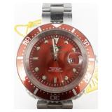 Invicta Pro Diver Red Dial stainless steel Quartz Analog watch. New Battery Installed.