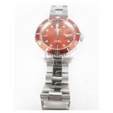 Invicta Pro Diver Red Dial stainless steel Quartz Analog watch. New Battery Installed.